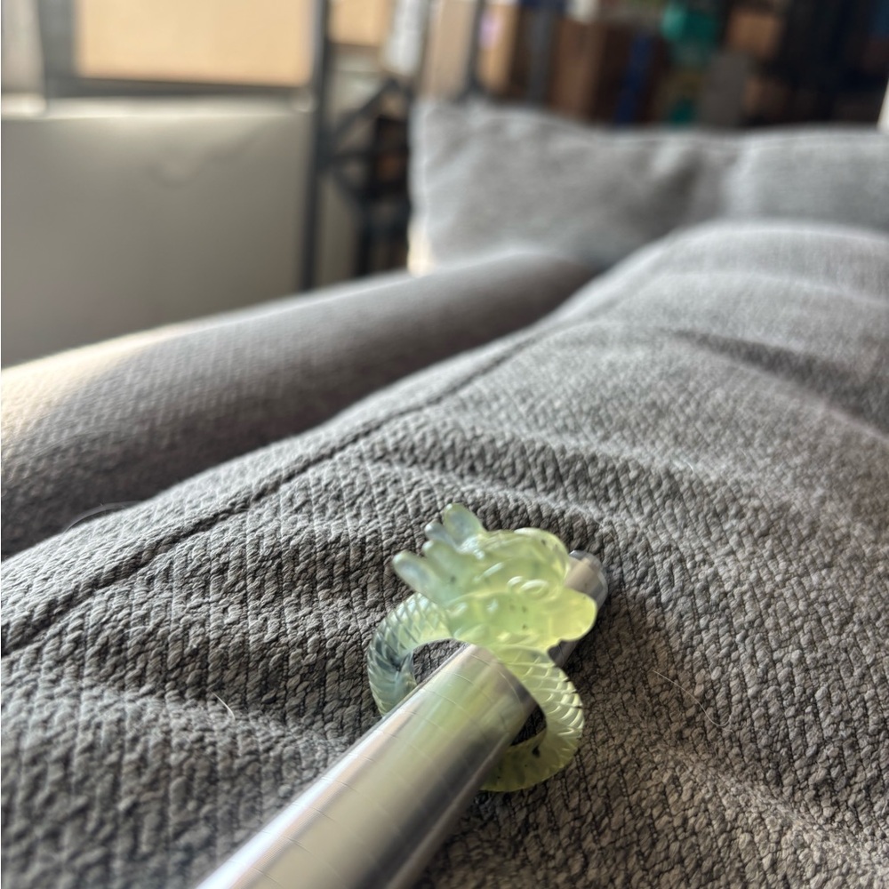 Grade A Green Jadeite Dragon Ring
